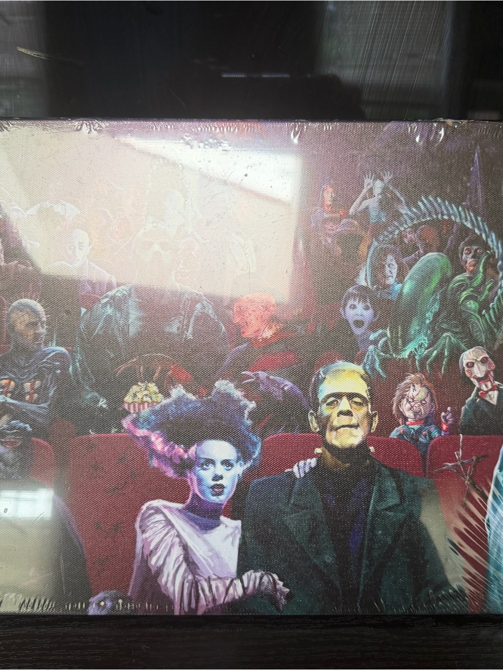 Canvas horror theme pic 11x17 all of the horror characters in one canvas photo.